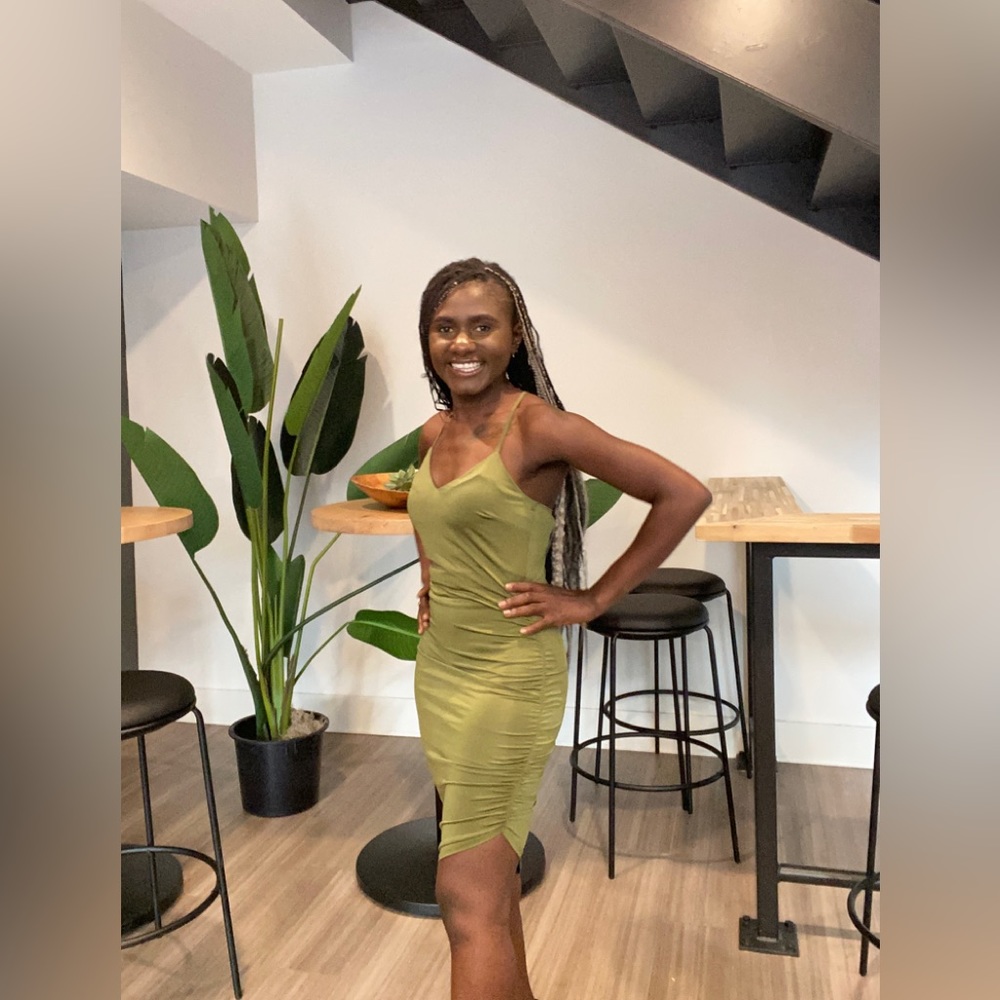 Olive green Spaghetti strap dress